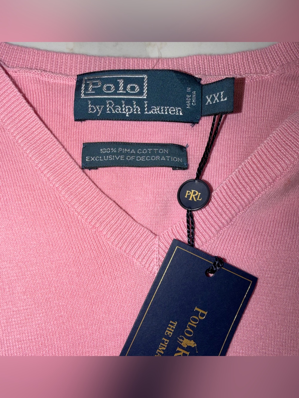 Polo Ralph Lauren Pink Pima Cotton Sweater Vest XXL Men’s NWT - Picture 6 of 6